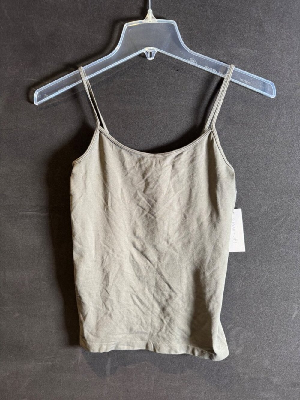 Sugar Lips Gray Nylon Blend Peek A Boo Tank Top Stretchy Women’s Sz Small/1 NWT